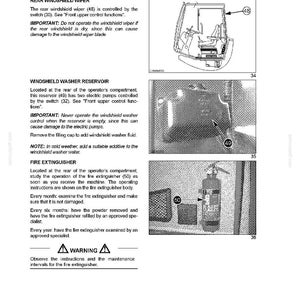 May include: Manual page showing vehicle controls and accessories. Diagrams illustrate a rear windscreen wiper, windscreen washer reservoir, and fire extinguisher. Text provides instructions and safety warnings.