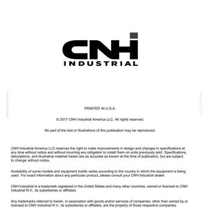 K&ouml;nnte beinhalten: Wei&szlig;es Dokument mit dem schwarzen CNH Industrial Logo. Der Text enth&auml;lt "SERVICE - Technical Publications & Tools" und Copyright-Informationen f&uuml;r CNH Industrial America LLC.