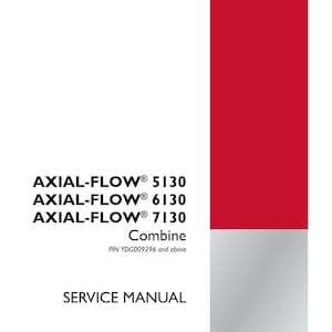 K&ouml;nnte beinhalten: Ein Servicehandbuch f&uuml;r Axial-Flow 5130, 6130 und 7130 M&auml;hdrescher. Das Cover ist wei&szlig; mit roten Akzenten und dem Case IH Agriculture Logo. Das Handbuch enth&auml;lt den Text "Service Manual" und die Teilenummer 47511959.