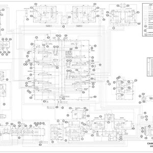 May include: A detailed black and white hydraulic schematic for CX490C-CX500C excavators. The diagram includes numerous interconnected components, labeled with circles and lines, and a legend with technical information.