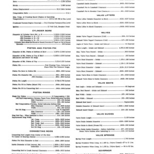 May include: A detailed specification sheet for a K241 engine, featuring technical data on bore, stroke, piston, valves, and other engine components. The document includes measurements in inches.