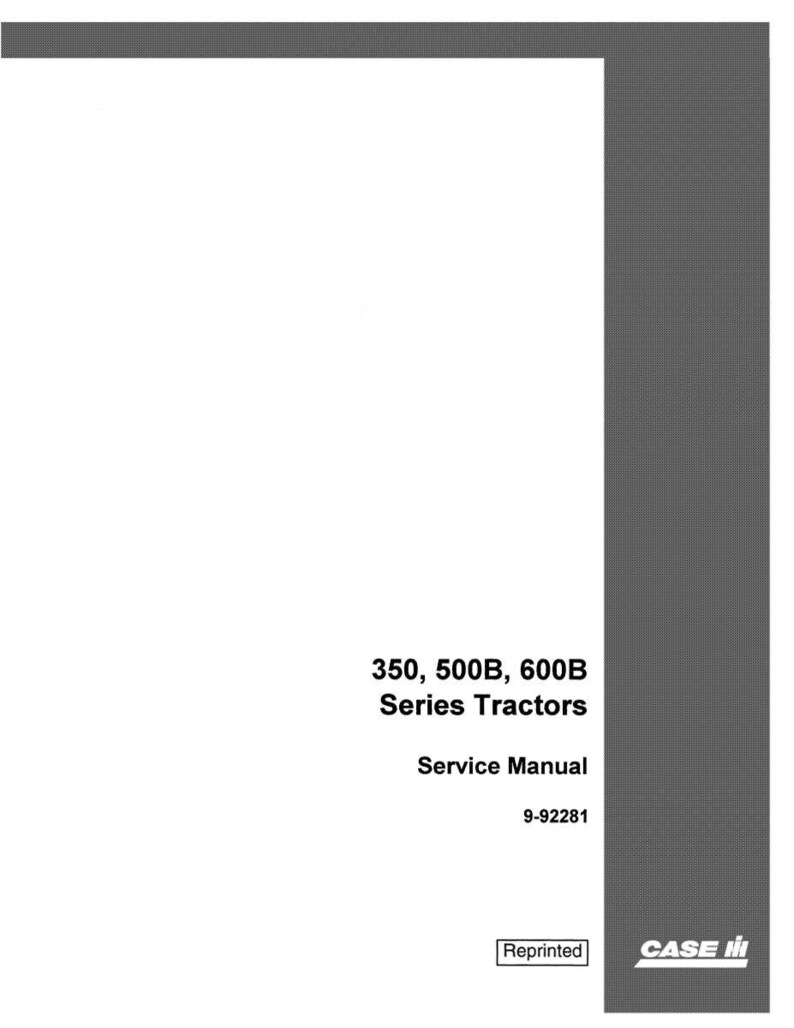 May include: A white service manual for 350, 500B, and 600B Series Tractors. The cover features the text "350, 500B, 600B Series Tractors Service Manual" in black font. The Case IH logo is visible.