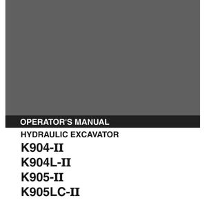 May include: A gray Kobelco operator's manual for hydraulic excavators K904-II, K904L-II, K905-II, and K905LC-II. The cover includes the text Applicable: K904-II YW-1001~ K904L-II LX-1501~ Applicable: K905-II LP-2401~ K905LC-II YP-1001~ S2LP1005E 10/87.