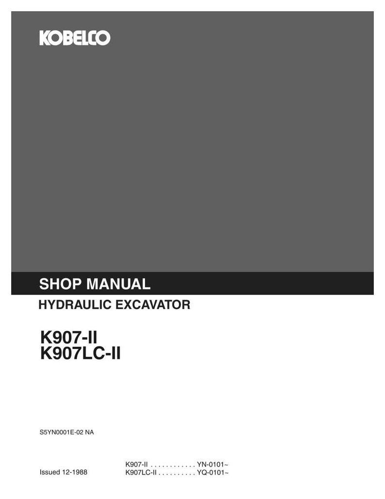 Kobelco K907-Ii, K907LC-II Hydraulische Bagger Service Reparatur Werkstatt-Handbuch | Sofort PDF Download Bild 2