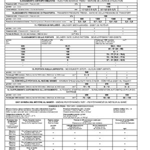 May include: A detailed technical diagram with text and tables, likely for automotive or engine performance analysis. The document features various measurements and specifications, including pressure, speed, and delivery rates, in a black and white format.