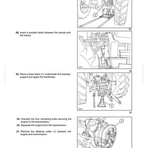 May include: A technical manual page titled SECTION 10 - ENGINE - CHAPTER 1, page 29, featuring four black and white line drawings of tractor maintenance procedures, including engine separation steps, numbered 28, 29, 30, 31, 32, and 33.