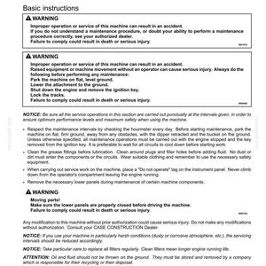 Op de afbeelding: Een pagina uit een onderhoudshandleiding met de titel "6 - ONDERHOUD". De pagina bevat veiligheidswaarschuwingen, basisinstructies en mededelingen over machineonderhoud, met de nadruk op veiligheid en de juiste procedures.