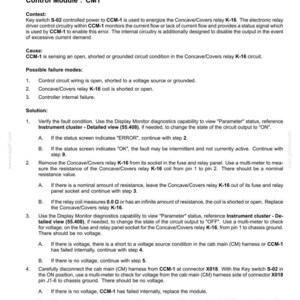 May include: A technical document titled Electrical systems - FAULT CODES, detailing E0069-11-Covers / Concave CI Sel Unidentified Failure Code for Control Module CM1. It lists context, causes, failure modes, and five numbered troubleshooting steps.