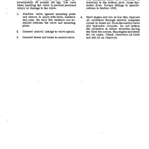 May include: A page from a manual titled "Installation" with instructions for a control valve. The text includes steps for positioning, connecting, and operating the valve. The valve weighs approximately 95 pounds (43 kg).