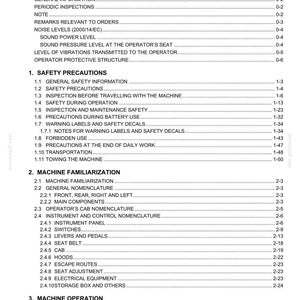 K&ouml;nnte beinhalten: Inhaltsverzeichnis aus einem Handbuch, mit wei&szlig;em Hintergrund und schwarzem Text. Das Dokument ist mit einem Inhaltsverzeichnis organisiert, das Abschnitte wie Sicherheitshinweise, Maschinenvertrautheit und Maschinenbetrieb auflistet.