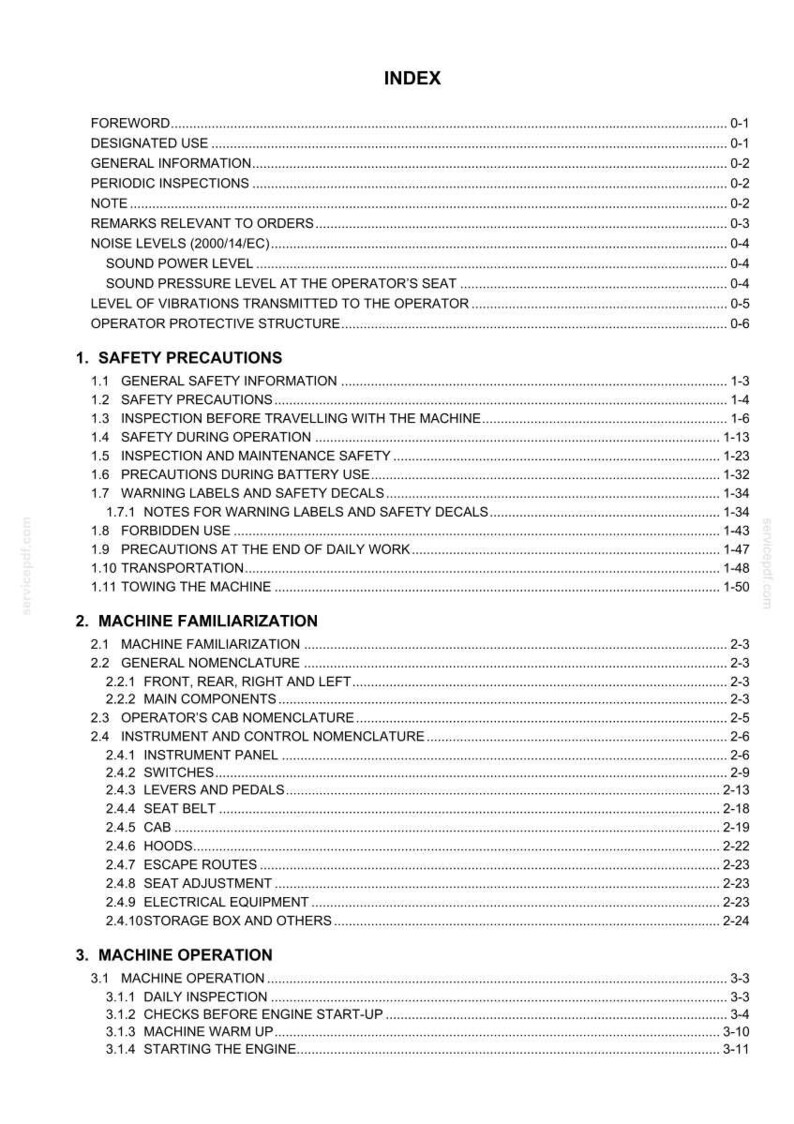 K&ouml;nnte beinhalten: Inhaltsverzeichnis aus einem Handbuch, mit wei&szlig;em Hintergrund und schwarzem Text. Das Dokument ist mit einem Inhaltsverzeichnis organisiert, das Abschnitte wie Sicherheitshinweise, Maschinenvertrautheit und Maschinenbetrieb auflistet.