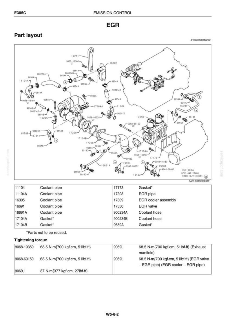 May include: Diagram of an EGR (Exhaust Gas Recirculation) system with various components labeled, including coolant pipes, gaskets, and valves. The image is a technical illustration with measurements in both metric and imperial units.