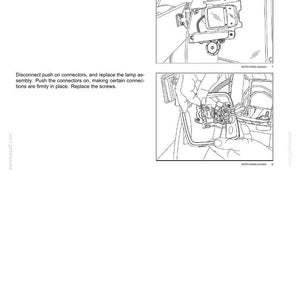 May include: Diagram illustrating the process of replacing driving lights. The image shows the removal of Phillips screws, disconnecting connectors, and replacing the lamp assembly. The text provides step-by-step instructions for the maintenance procedure.