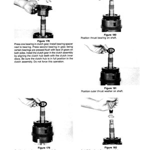 May include: A series of four technical diagrams illustrating the assembly of a mechanical component. Each diagram shows a hand manipulating parts, with text labels like "Figure 178" and instructions for each step. The diagrams are in black and white.