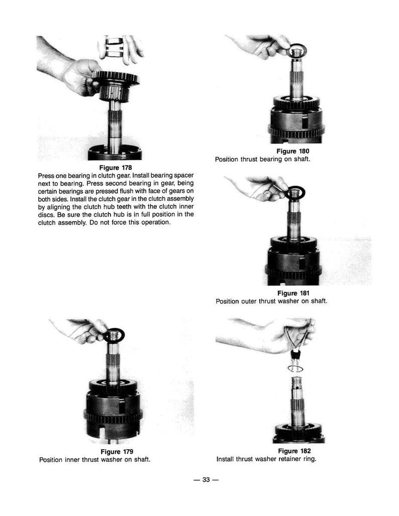 May include: A series of four technical diagrams illustrating the assembly of a mechanical component. Each diagram shows a hand manipulating parts, with text labels like "Figure 178" and instructions for each step. The diagrams are in black and white.