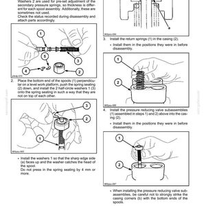May include: Diagram of assembly procedures for a travel remote control valve. The image shows detailed instructions with numbered steps, diagrams, and part labels for assembling and disassembling the valve components. Includes text instructions.