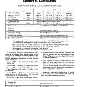 May include: A detailed chart of recommended engine and transmission lubricants for "350," "500B," and "600B" series tractors. The chart lists lubrication points, approximate capacities, and anticipated air temperature ranges, including SAE oil specifications.