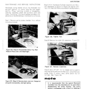 May include: A black and white technical manual page with the title "DROTT. CRUZ-AIR". The page includes maintenance instructions, diagrams, and text detailing procedures for servicing Maxibrake spring brakes. The manual features illustrations of tools and components.