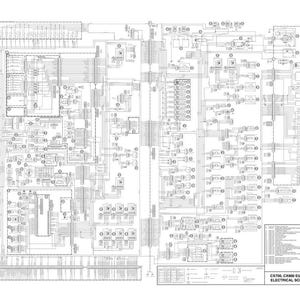 May include: A detailed black and white electrical schematic for CX700 and CX800 EU excavators. The diagram is densely packed with lines, symbols, and text, including a legend on the right side. The title at the bottom reads "ELECTRICAL SCHEMATIC - 9-93930EN."
