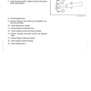 Peut inclure: Sch&eacute;ma d'un ensemble de v&eacute;rin de direction avec des composants num&eacute;rot&eacute;s et des instructions. L'image comprend une illustration d&eacute;taill&eacute;e du cylindre, des goupilles et des boulons, ainsi qu'une liste des &eacute;tapes d'installation et de maintenance.