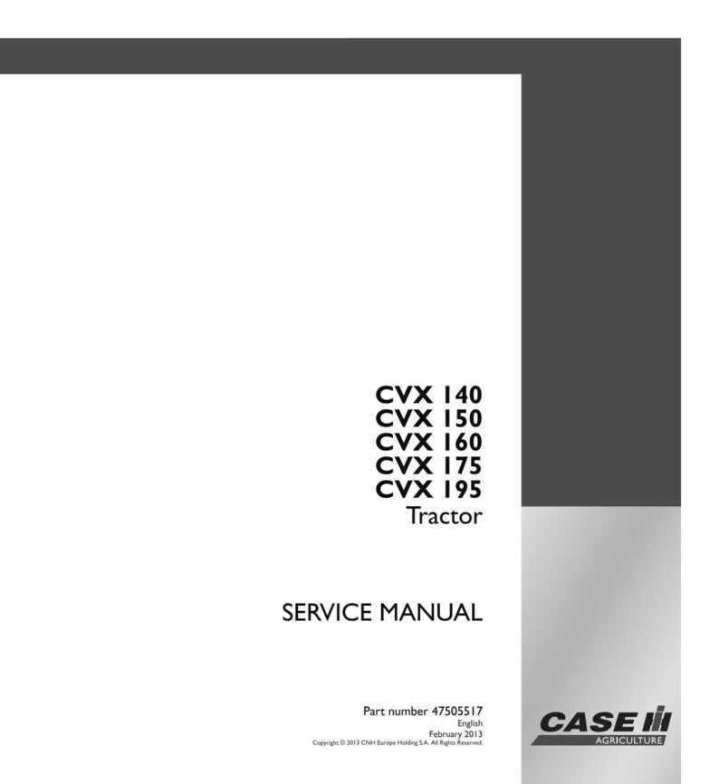 May include: A white service manual for Case IH tractors. The manual includes the model numbers CVX 140, CVX 150, CVX 160, CVX 175, and CVX 195. The cover also displays the Case IH Agriculture logo and the text "SERVICE MANUAL".