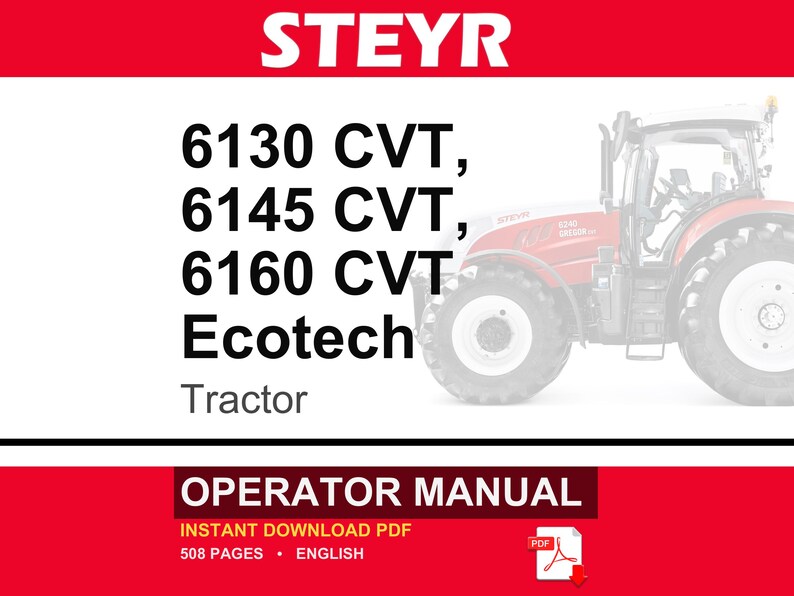 Steyr 6130 Cvt, 6145 CVT, 6160 CVT Ecotech Tractor Operator Owners Operation Manual | Instant PDF Download image 1