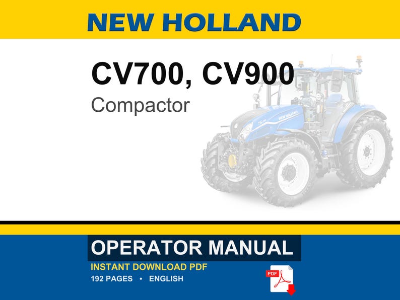 New Holland CV700, CV900 Compactors Operator Owners Operation Manual | Instant PDF Download image 1