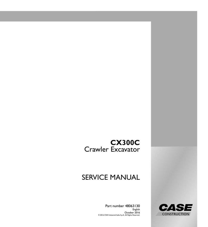May include: A white service manual for a CX300C Crawler Excavator. The cover includes the text "SERVICE MANUAL", the part number, and the Case Construction logo. The manual is in English and dated October 2016.