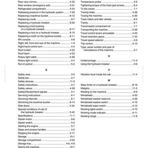 May include: A page from a manual titled "SECTION 12 - ALPHABETICAL INDEX." The text lists various components and functions, such as "Radiators and oil coolers," "Safety valves," and "Windshield wiper switch."