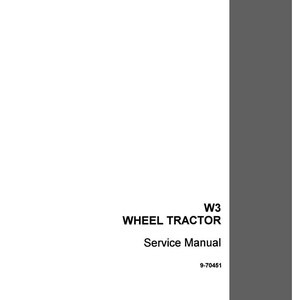 May include: A white service manual for a W3 Wheel Tractor. The cover features the text "W3 WHEEL TRACTOR Service Manual" in black font. The manual also includes the number "9-70451" and the CASE logo.