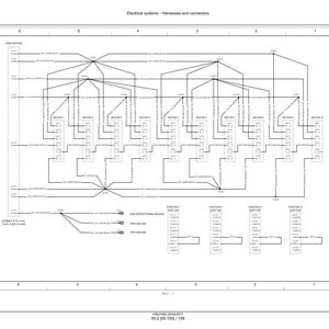 May include: Diagram of electrical systems, harnesses, and connectors. The image shows a detailed schematic with lines, boxes, and labels. The title "Electrical systems - Harnesses and connectors" is at the top.