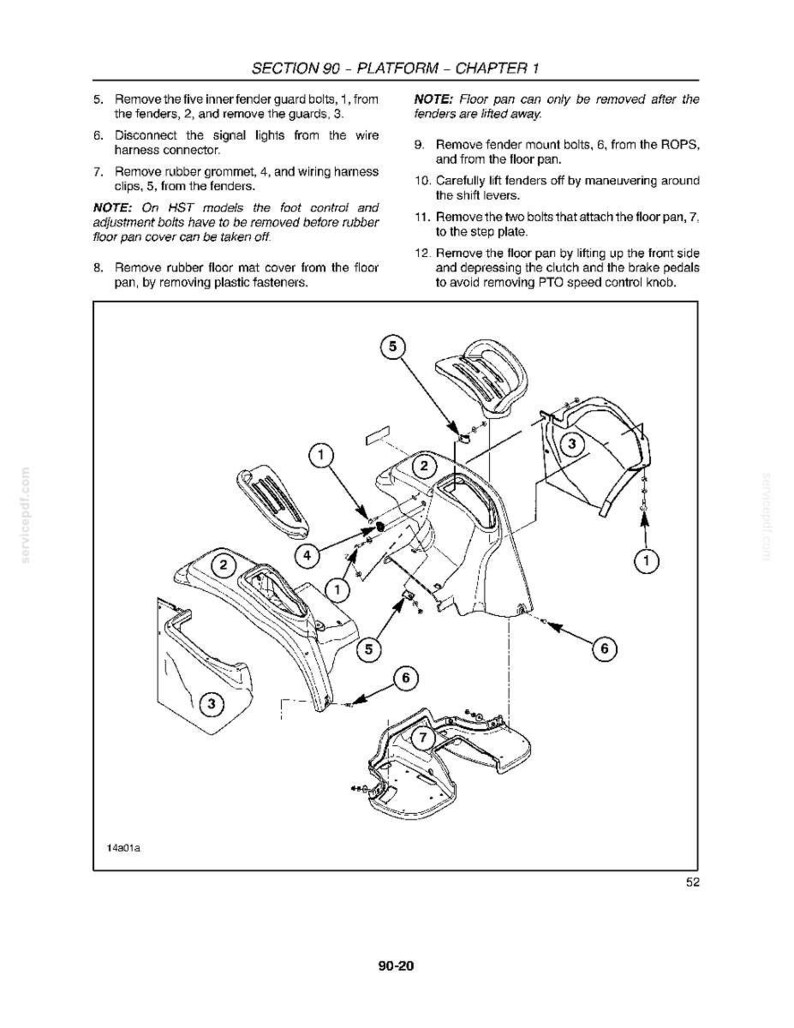 K&ouml;nnte beinhalten: Eine Explosionszeichnung von Fahrzeugplattformkomponenten, einschlie&szlig;lich Kotfl&uuml;geln, Schutzvorrichtungen und Bolzen. Das Bild ist eine technische Illustration mit nummerierten Teilen und Anweisungen f&uuml;r Aus- und Einbau. Text enth&auml;lt Abschnitts- und Kapitel&uuml;berschriften.