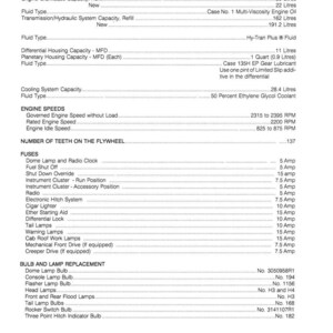 Puede incluir: Documento t&eacute;cnico con informaci&oacute;n sobre capacidades de fluidos, velocidades del motor, fusibles y reemplazo de l&aacute;mparas. Incluye medidas en litros, cuartos y amperios.