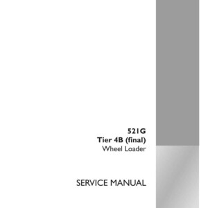 May include: A white service manual with the text "521G Tier 4B (final) Wheel Loader" and "SERVICE MANUAL". The manual also includes the part number 51428262 and the Case Construction logo.