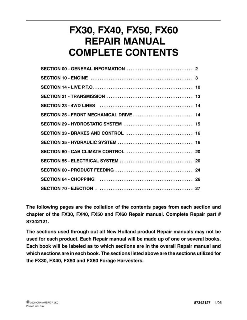 New Holland Fx30, Fx40, FX50, FX60 Forage Harvester Service Repair Workshop Manual | Instant PDF Download image 3