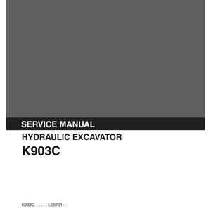 Peut inclure: Un manuel d'entretien Kobelco gris et blanc pour une pelle hydraulique mod&egrave;le K903C. La couverture pr&eacute;sente le texte KOBELCO, SERVICE MANUAL, HYDRAULIC EXCAVATOR, K903C, K903C . . . . . LE5701-, Issued 07-1986, et le code S5LE0003E-01 NA.