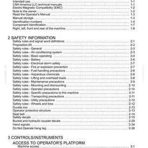 May include: A printed document titled "Contents" with a detailed table of contents. The document is divided into sections such as "General Information", "Safety Information", and "Controls/Instruments". The text is black on a white background.