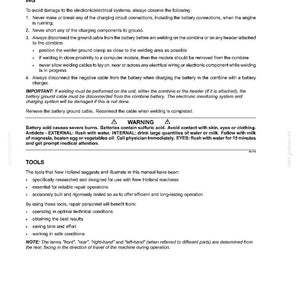 May include: A page from a manual with the title "PROTECTING THE ELECTRONIC/ELECTRICAL SYSTEMS DURING CHARGING OR WELDING." The text provides instructions on electrical system safety, including disconnecting battery cables. A warning about battery acid is also present.