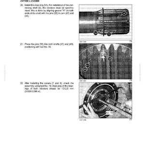 May include: A technical diagram from a manual, showing mechanical components and assembly instructions. The page includes detailed illustrations of parts, including snap rings, shafts, and pins, with measurements in inches. Text includes section and chapter titles.