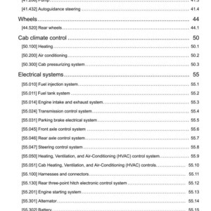 May include: A detailed technical document with a white background, listing various vehicle systems and components. Sections include steering, wheels, cab climate control, and electrical systems. The document is dated 07/07/2016.