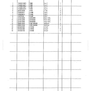 May include: A technical parts list document titled HYD LINES, BOOM 4.6M, featuring a table with columns for item numbers, part numbers, part names in English and Japanese, and quantities. The document includes codes YH02-01301 and 500-60-1.