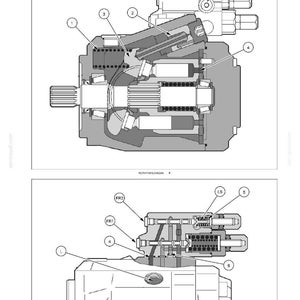 May include: Diagram of hydraulic systems, showing cross-sections of mechanical components with labels and arrows. The image is in black and white, with text at the top and bottom indicating the subject and technical details.