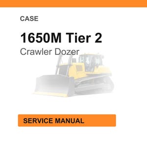May include: Image of a CASE 1650M Tier 2 Crawler Dozer. The image is on a white background with an orange header and a rectangular orange button that says "SERVICE MANUAL".