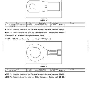 May include: Diagram of electrical connectors and wiring harnesses. Includes diagrams of X-561G and X-562A connectors, with labels and specifications. Text includes "Electrical systems - Harnesses and connectors".