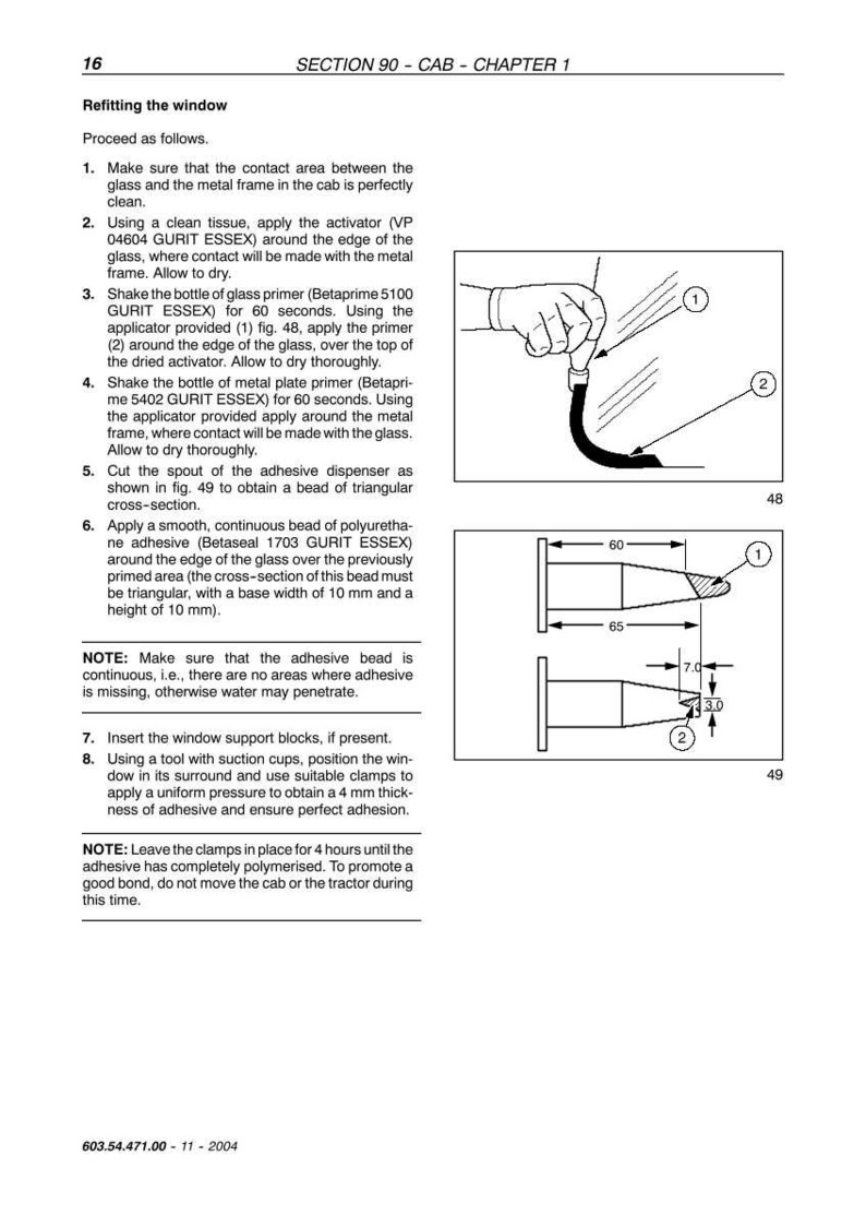 May include: Diagram illustrating window refitting instructions. Includes a hand applying a sealant, and cross-sectional views of sealant beads. Measurements are in millimeters, with a base width of 10 mm and a height of 10 mm.