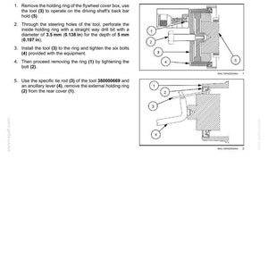 May include: Diagram of engine components with labels and instructions for removing a crankshaft oil seal. Includes illustrations of tools and parts, with measurements in inches.