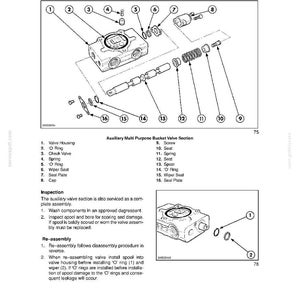 Peut inclure: Sch&eacute;ma d&eacute;taill&eacute; d'une section de vanne auxiliaire d'un syst&egrave;me hydraulique, avec des composants &eacute;tiquet&eacute;s tels que le corps de vanne, les joints toriques, les ressorts et les joints. Vue &eacute;clat&eacute;e incluse.