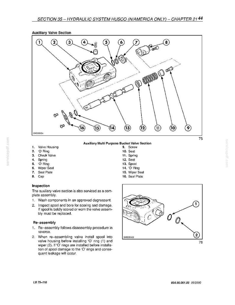 Peut inclure: Sch&eacute;ma d&eacute;taill&eacute; d'une section de vanne auxiliaire d'un syst&egrave;me hydraulique, avec des composants &eacute;tiquet&eacute;s tels que le corps de vanne, les joints toriques, les ressorts et les joints. Vue &eacute;clat&eacute;e incluse.