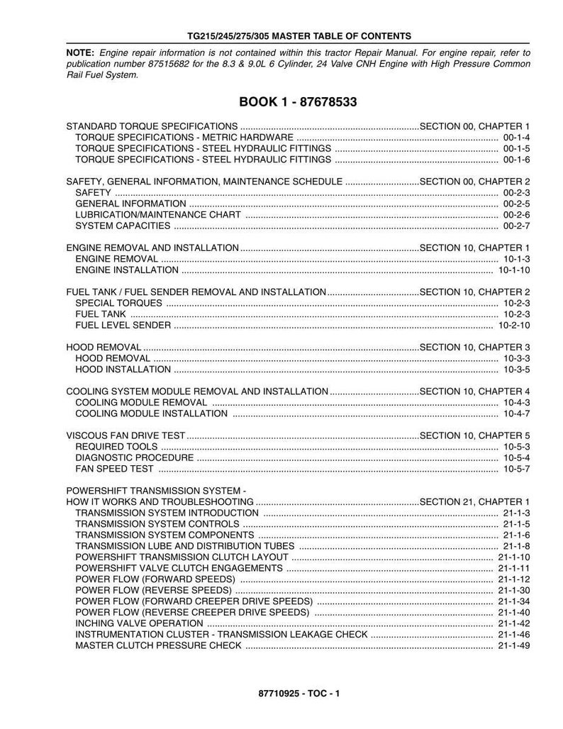 New Holland Tg215, Tg245, TG275, TG305 Tractor Service Repair Workshop Manual | Instant PDF Download image 3