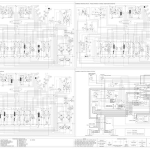 May include: A detailed schematic diagram of a hydraulic system, featuring multiple interconnected components and lines. The diagram is rendered in black and white, with various symbols and labels. The layout is complex, suggesting a technical or engineering context.